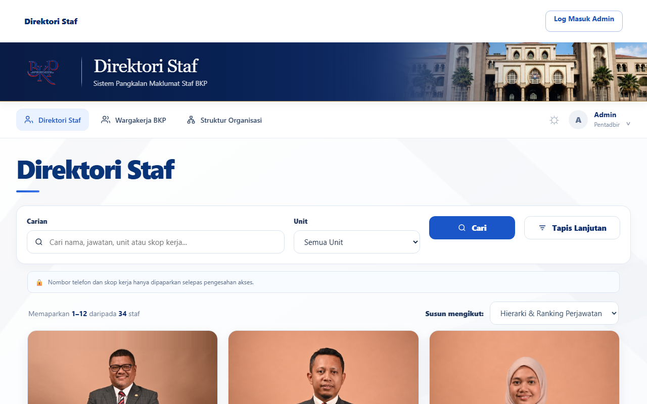 Direktori Staf BKP — Frontpage